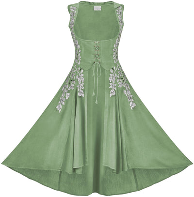 Tauriel Maxi Overdress Limited Edition Spring Basil Silver Embroidery